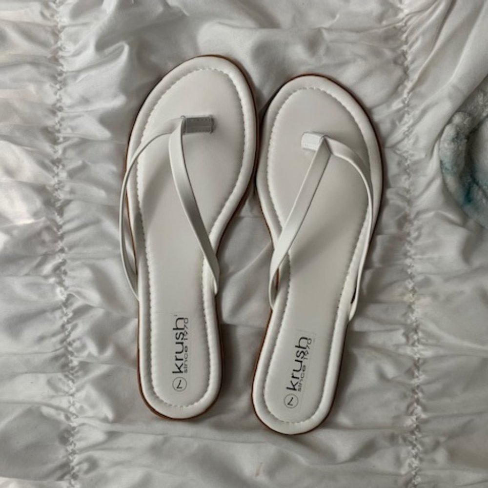 White Low Heel Strappy Sandal